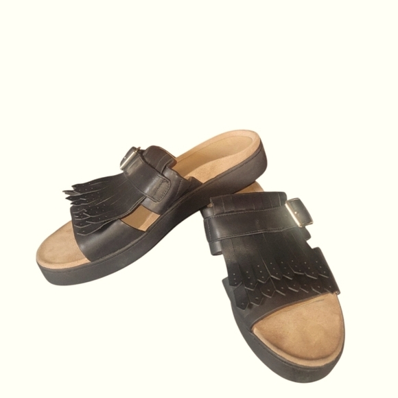 Vionic Women's Splendid Filmore Black Kilte Fringe Slide Sandals Sz 10 - Picture 5 of 8